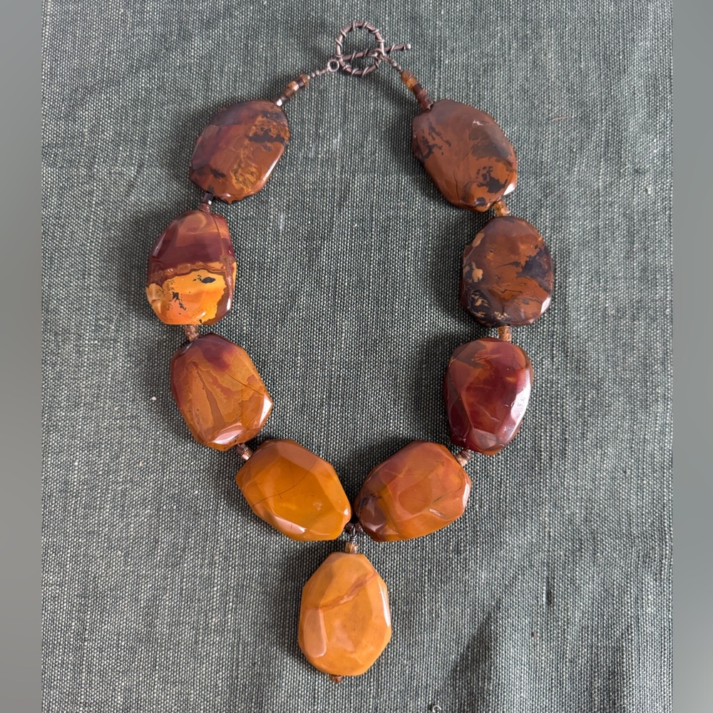 Artisan Brown and Amber Chunky Stone Necklace
